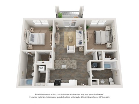 B1 Two Bedroom / Two Bath w/Balcony. Coronet Way Lofts. Charlotte, NC.